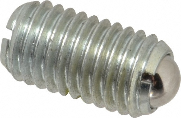 Threaded Ball Plunger: M12 x 1.75, 0.315" Ball Dia, 0.866" Body Length, 0.098" Max Ball Reach