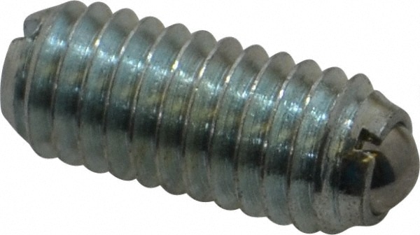 Threaded Ball Plunger: M6 x 1, 0.137" Ball Dia, 0.551" Body Length, 0.039" Max Ball Reach
