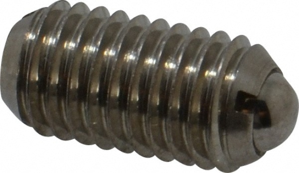 Threaded Ball Plunger: M10 x 1.5, 0.236" Ball Dia, 0.748" Body Length, 0.079" Max Ball Reach