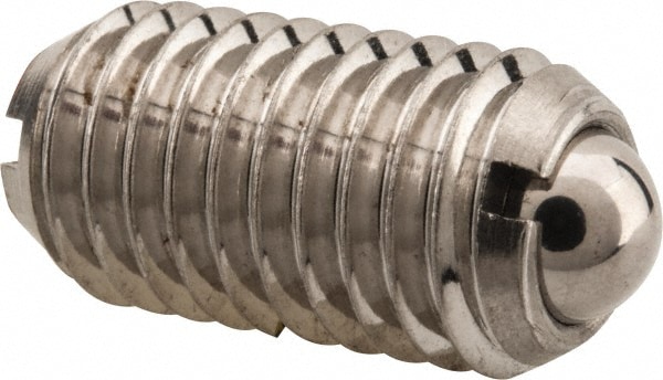 Threaded Ball Plunger: M10 x 1.5, 0.236" Ball Dia, 0.748" Body Length, 0.079" Max Ball Reach