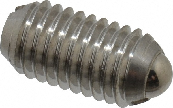 Threaded Ball Plunger: M10 x 1.5, 0.236" Ball Dia, 0.748" Body Length, 0.079" Max Ball Reach