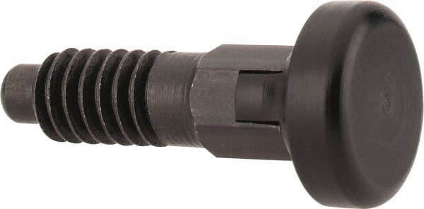 Vlier SMPRTL12P M12x1.75, 25mm Thread Length, 0.314" Max Plunger Diam, 0.56 Lb Init to 1.8 Lb Final End Force, Locking Knob Handle Plunger 