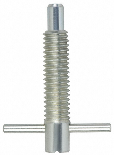 M6x1.0 Thread, 1" Body Length, 1/4" Plunger Projection, 0.16" Plunger Diam, Stainless Steel, Locking T Handle Plunger