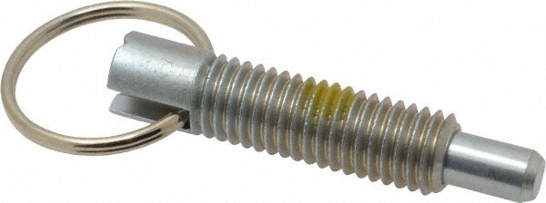 1/2-13, 1.4" Thread Length, 5/16" Plunger Diam, 1/2" Plunger Projection, 2.5 Lb Init to 5 Lb Final End Force, Steel Locking Pull Ring Plunger