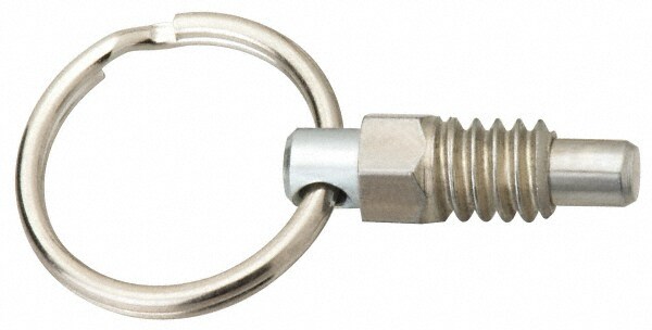 1/4-20, 0.31" Thread Length, 0.16" Plunger Diam, 0.19" Plunger Projection, 0.5 Lb Init to 2 Lb Final End Force, Steel Pull Ring Plunger