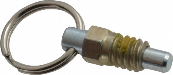 1/4-20, 0.31" Thread Length, 0.16" Plunger Diam, 0.19" Plunger Projection, 0.5 Lb Init to 2 Lb Final End Force, Steel Pull Ring Plunger