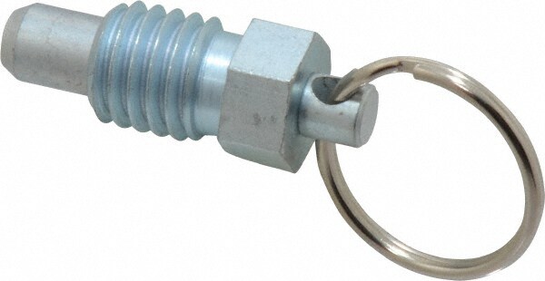 1/2-13, 0.43" Thread Length, 0.31" Plunger Diam, 0.38" Plunger Projection, 1 Lb Init to 4 Lb Final End Force, Steel Pull Ring Plunger