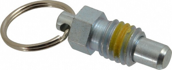 1/2-13, 0.43" Thread Length, 0.31" Plunger Diam, 0.38" Plunger Projection, 1 Lb Init to 4 Lb Final End Force, Steel Pull Ring Plunger