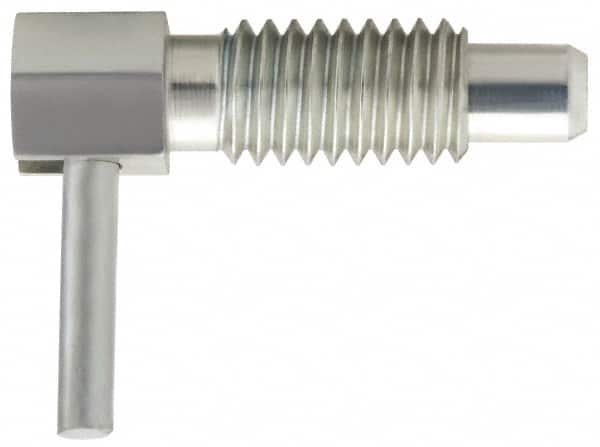 Vlier SSFRS625P 5/8-11, 1.07" Thread Length, 0.38" Plunger Diam, 0.75 Lb Init to 2.5 Lb Final End Force, Stainless Steel Locking L Handle Plunger 