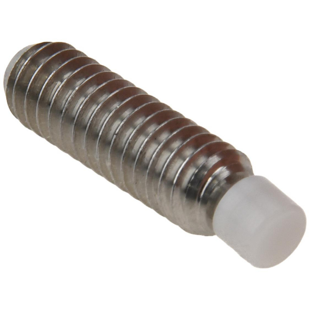 1/4-20, 1" OAL, Stainless Steel, Swivel Pad - Delrin Pad, Black Oxide Finish, 0.185" Pad Dia, 27/32" Thread Length, 7.5&deg; Swivel Angle, 1/8" Hex Key