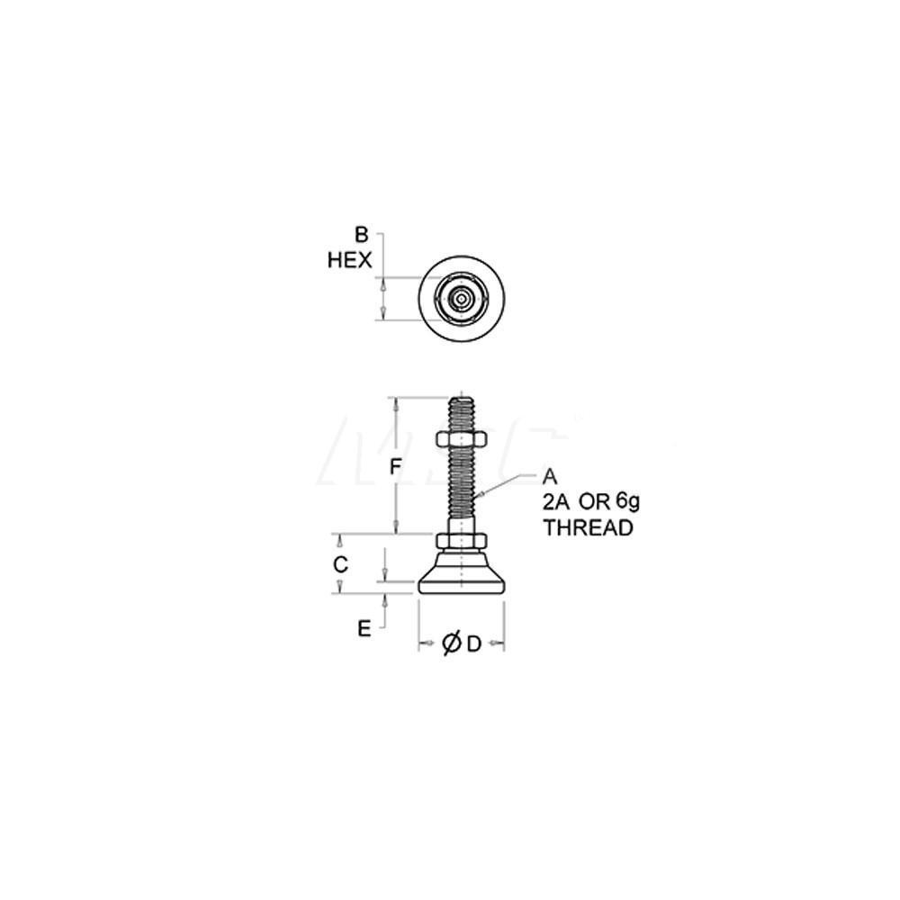 Vlier 3/816 Bolt Thread, Studded Pivotal Stud Mount Leveling Pad