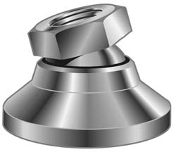 Tapped Pivotal Leveling Mount: M20 Thread - 7,200 lb Load Capacity, 3" Base Dia, Steel Pad, Steel Stud