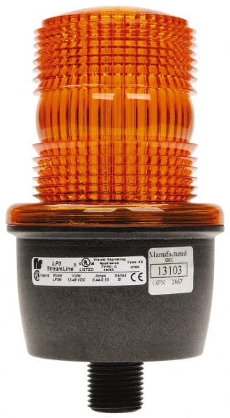 Federal Signal Corp LP3M-012-048A Low Profile Mini Strobe Light: Amber, Pipe Mount, 12 to 48VDC 