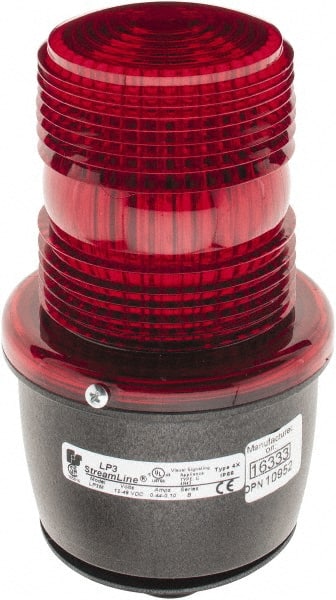 Federal Signal Corp LP3M-012-048R Low Profile Mini Strobe Light: Red, Pipe Mount, 12 to 48VDC 