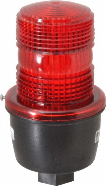Low Profile Mini Strobe Light: Red, Pipe Mount, 12 to 48VDC