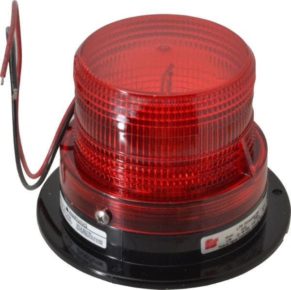 Federal Signal Corp LP6-012-048R Low Profile Mini Strobe Light: Red, Surface Mount, 12 to 48VDC 