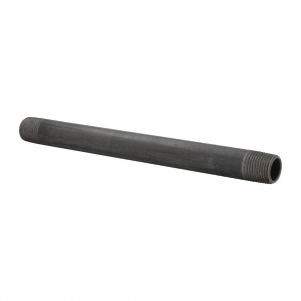 Black Pipe Nipple: 1/2" Dia x 9" Long, Schedule 40