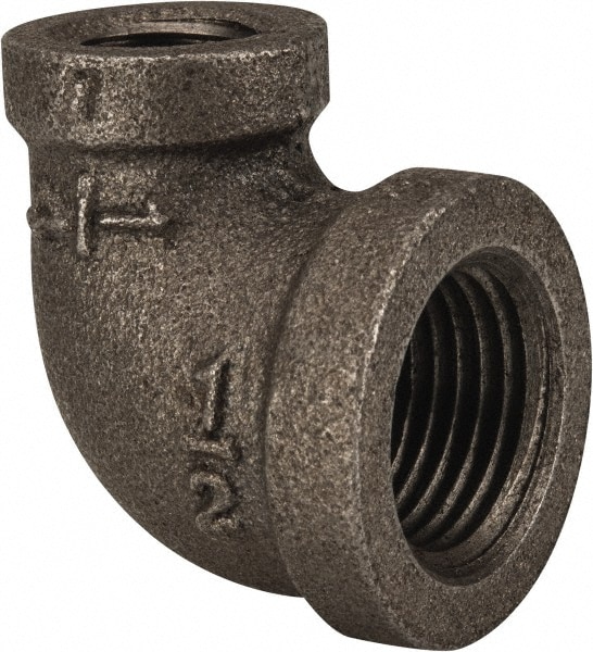 Black 90 ° Reducing Elbow: 1/2 x 1/4", Threaded