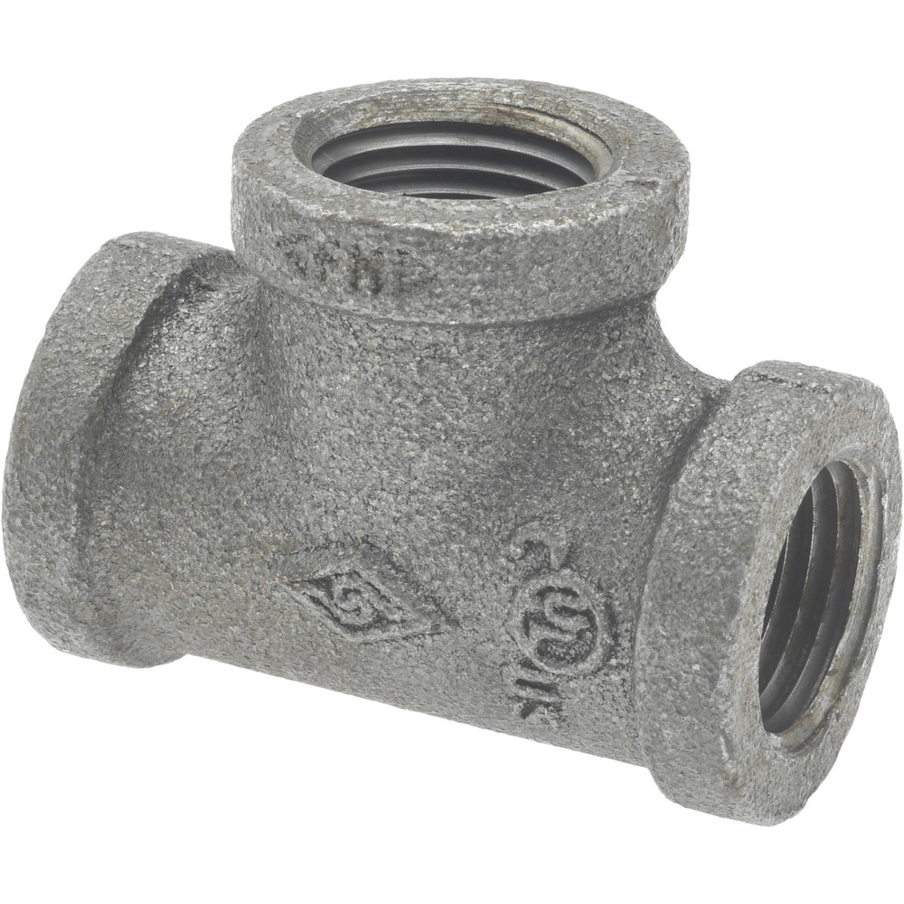 Black Tee: 1/2", Malleable Iron