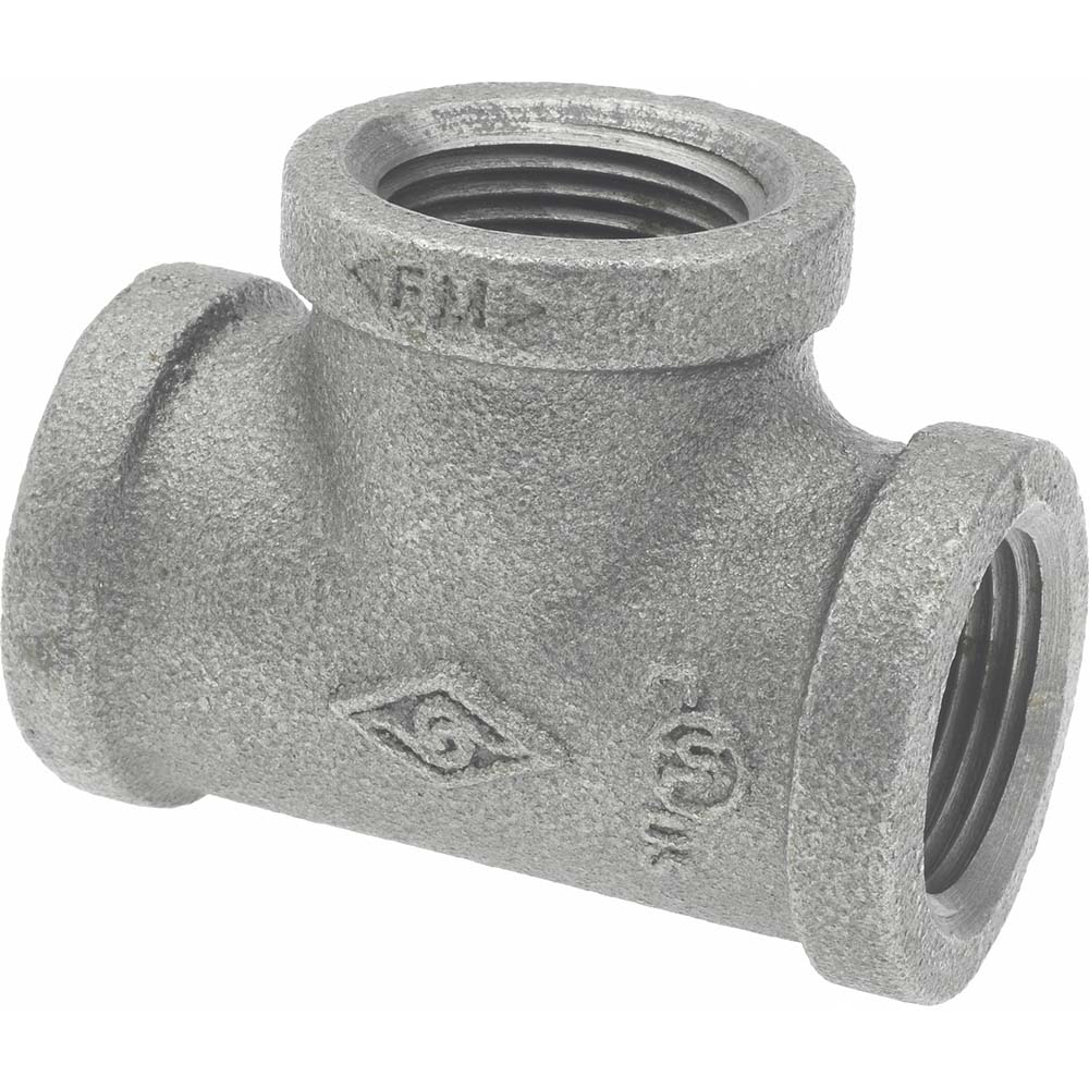 Black Tee: 3/4", Malleable Iron