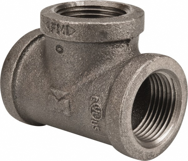 Black Tee: 1", Malleable Iron