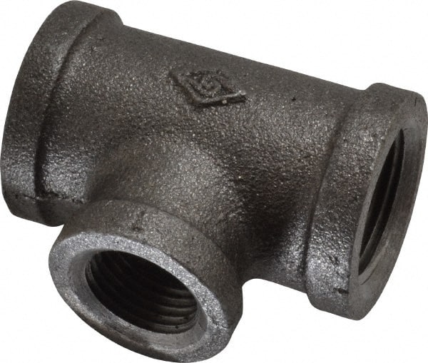 1-1/2" X 3/4" BSP Reducing Tee Black Malleable Iron Pipe Fitting 