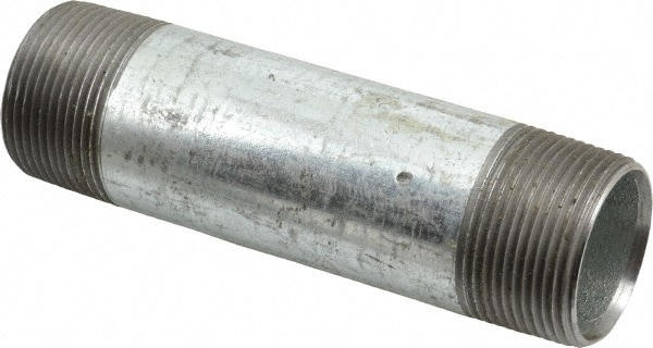 Galvanized Pipe Nipple: 1-1/4", 5-1/2" Long, Schedule 40, Steel
