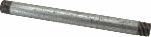 Galvanized Pipe Nipple: 1/2", 9" Long, Schedule 40, Steel