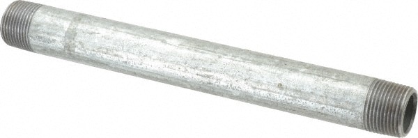 Galvanized Pipe Nipple: 3/4", 9" Long, Schedule 40, Steel