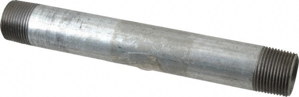 Galvanized Pipe Nipple: 1", 9" Long, Schedule 40, Steel