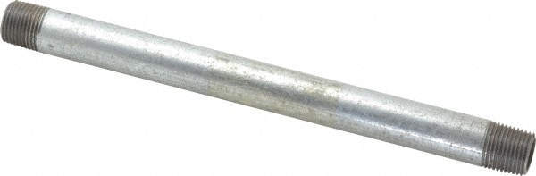 Galvanized Pipe Nipple: 1/2", 10" Long, Schedule 40, Steel