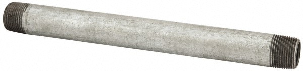 Galvanized Pipe Nipple: 3/4", 10" Long, Schedule 40, Steel