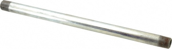 Galvanized Pipe Nipple: 3/8", 11" Long, Schedule 40, Steel