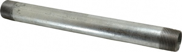 Galvanized Pipe Nipple: 1", 12" Long, Schedule 40, Steel