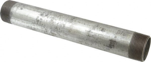 B&K Mueller 567-120HN Galvanized Pipe Nipple: 1-1/2", 12" Long, Schedule 40, Steel 