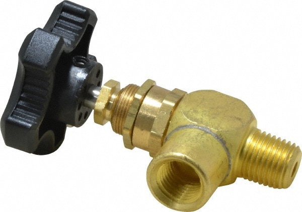 Specialty Mfr 5896090 Needle Valve: Angled, 1/4" Pipe, Brass Body 