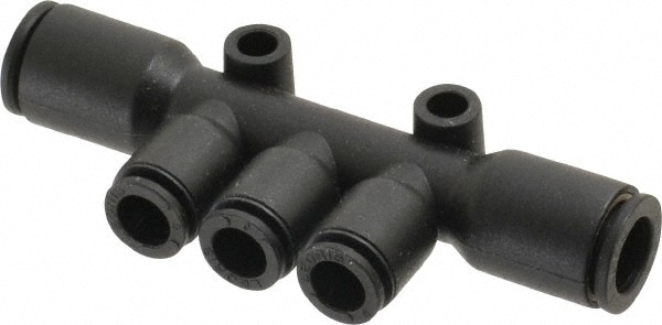 Push-To-Connect Push On Tube Fitting: Multiple Tee with Mounting Holes, Tee