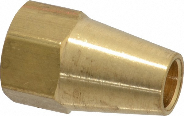 Brass Flared Tube Long Nut: 3/8" OD, 5/8-18 Thread, 45 deg Flared Angle