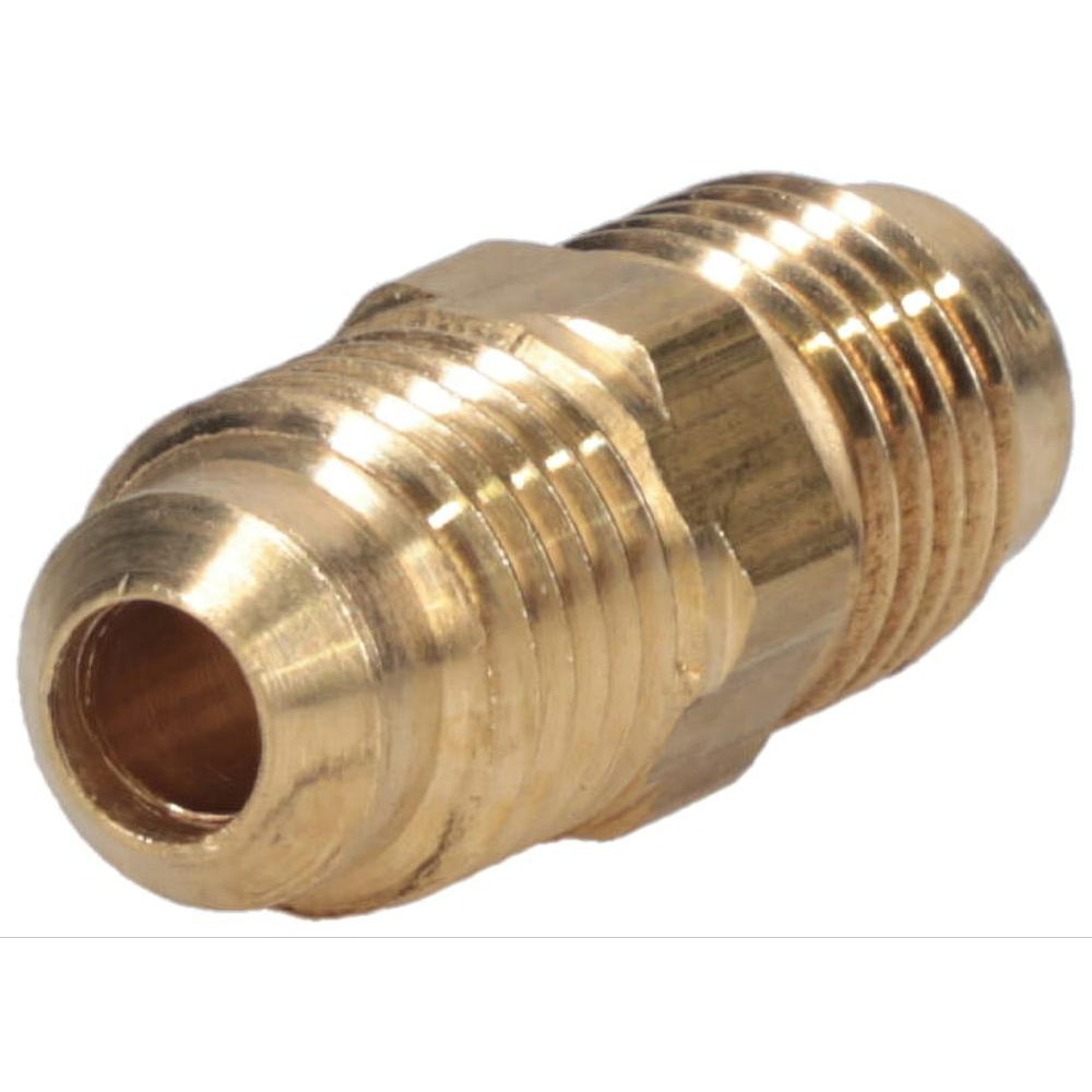 Parker Brass Flared Tube Union: 1/4" OD, 7/16-20 Thread, 45 deg Flared Angle | 5-Pack | Part #42F-4