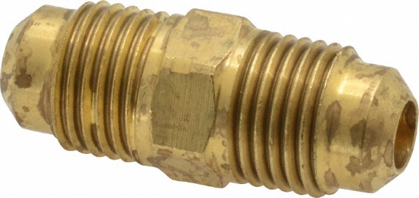 Parker Brass Flared Tube Union: 5/16" OD, 1/2-20 Thread, 45 deg Flared Angle | 5-Pack | Part #42F-5