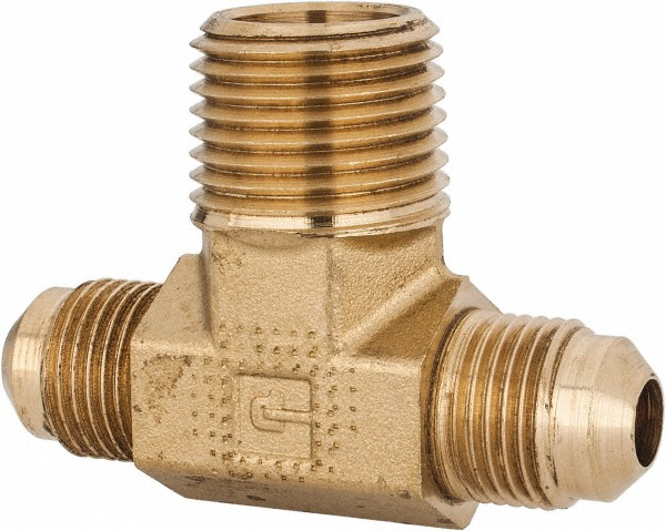 Parker 145F-6-8 Brass Flared Tube Male Branch Tee: 3/8" Tube OD, 1/2-14 Thread, 45 &deg; Flared Angle Image