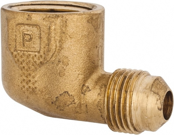 Parker 150F-6-8 Brass Flared Tube Female Elbow: 3/8" Tube OD, 1/2-14 Thread, 45 ° Flared Angle Image