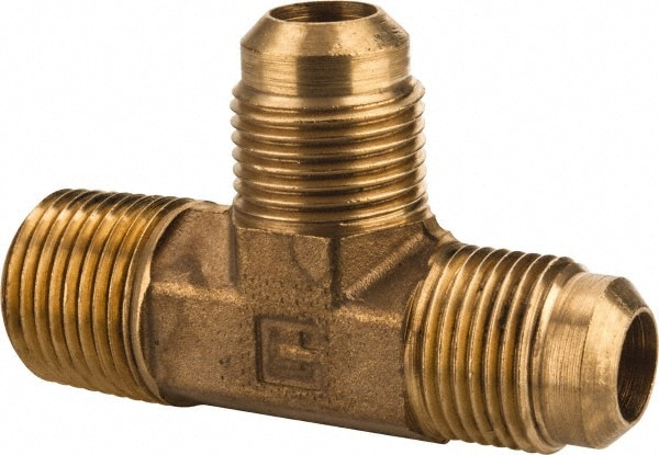 Parker 151F-8-8 Brass Flared Tube Male Run Tee: 1/2" Tube OD, 1/2-14 Thread, 45 ° Flared Angle Image