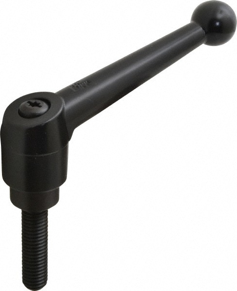 KIPP K0116.5A51X50 Threaded Stud Adjustable Clamping Handle: 1/2-13 Thread, 1.18" Hub Dia, Die Cast Zinc, Black 