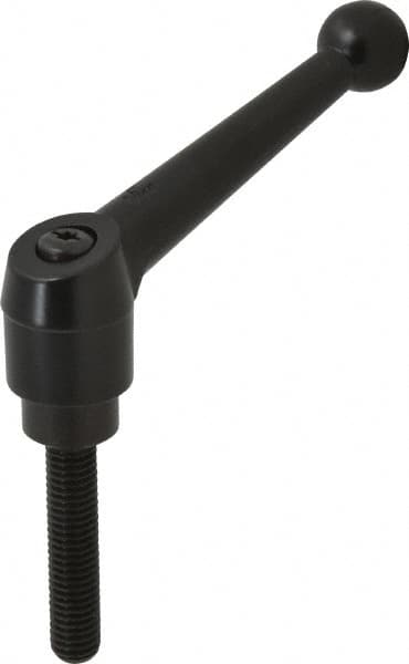 KIPP K0116.5A51X60 Threaded Stud Adjustable Clamping Handle: 1/2-13 Thread, 1.18" Hub Dia, Die Cast Zinc, Black 
