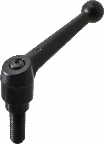 KIPP K0116.5A61X40 Threaded Stud Adjustable Clamping Handle: 5/8-11 Thread, 1.18" Hub Dia, Die Cast Zinc, Black 