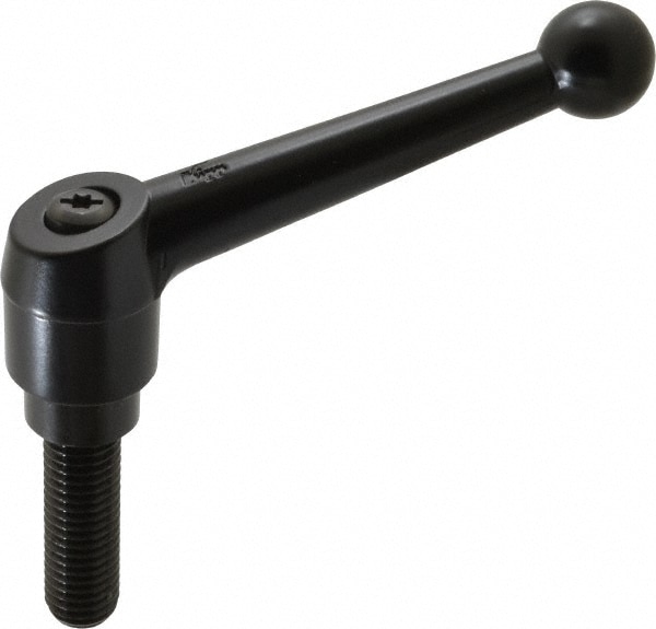 KIPP K0116.5A61X50 Threaded Stud Adjustable Clamping Handle: 5/8-11 Thread, 1.18" Hub Dia, Die Cast Zinc, Black 