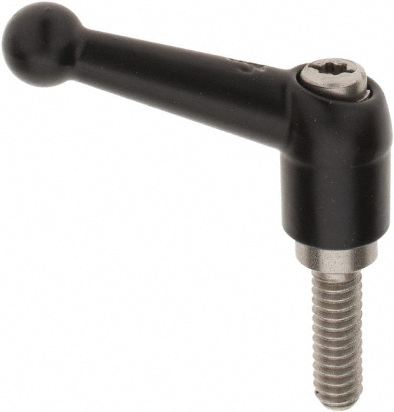 KIPP K0117.1A21X20 Threaded Stud Adjustable Clamping Handle: 1/4-20 Thread, 0.51" Hub Dia, Die Cast Zinc, Black Image