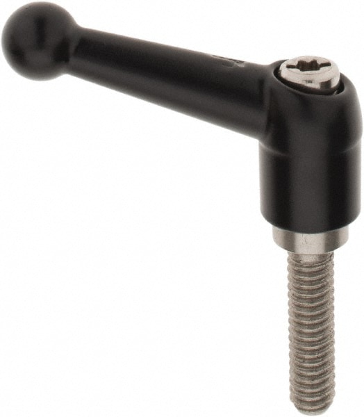 KIPP K0117.1A21X25 Threaded Stud Adjustable Clamping Handle: 1/4-20 Thread, 0.51" Hub Dia, Die Cast Zinc, Black Image