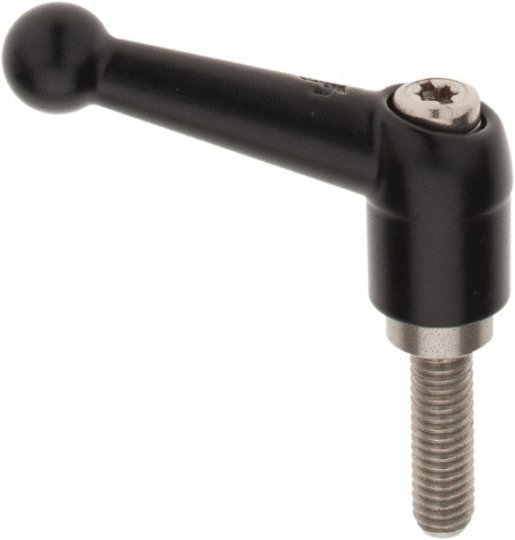 KIPP K0117.1061X20 Metric Threaded Stud Adjustable Clamping Handle: M6 x 1.00 Thread, 0.51" Hub Dia, Zinc Die Cast with Stainless Steel Components 